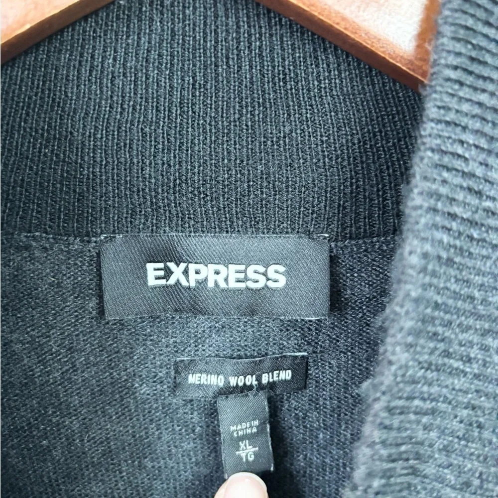 Express charcoal grey 3/4 zip sweater men’s XL merino wool blend